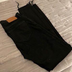 JCrew black high rise skinny jeans with distressed knees - great condition!